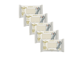 Kit 5 Toalhas Umedecidas Marigold Premium Sensitive com 120 unidades