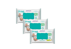 Kit 3 Toalhas Umedecidas Marigold Premium Camomila com 120 unidades