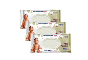 Kit 3 Toalhas Umedecidas Personalidade Baby com 100 unidades