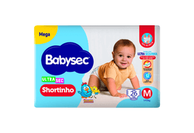 Fralda Babysec Ultrasec Shortinho Mega Tamanho M 26 Unidades Descartáveis