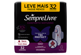 Sempre Livre Adapt Plus Noturno Absorvente Seco com Abas Leve 32 Pague 24