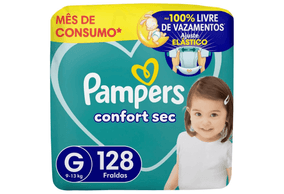 Fralda Pampers Confort Sec Jumbo G 128 unidades