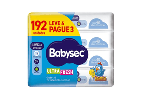 Lenço Umedecido Babysec Galinha Pintadinha Ultra Fresh com Aloe Vera Sem Álcool Embalagem Econômica 192 unidades