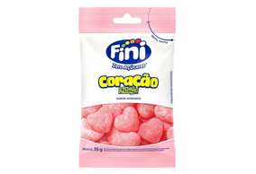 Balas de Gelatina Fini Zero Açúcares Coração Morango Azedinho 35g
