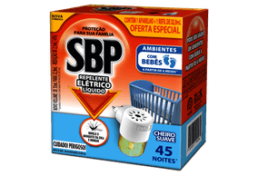 SBP Repelente Elétrico Líquido Cheiro Suave 45 Noites Aparelho + Refil 35mL