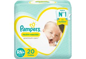 Fralda Pampers Premium Care RN+ 20 unidades