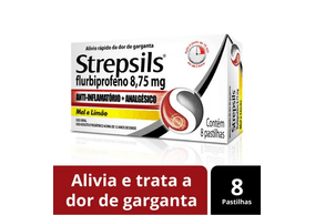 Strepsils 8.75mg Pastilha Sabor Mel e Limão - Caixa com 8 Pastilhas