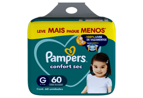 Fralda Descartável Pampers Confort Sec G com 60 Unidades