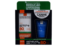 Kit Protetor Solar Facial Antioleosidade FPS80 Anthelios Airlicium+ 40g Grátis Gel de Limpeza Effaclar 50g
