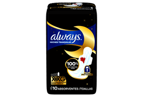 Absorvente Always Noites Tranquilas Cobertura Seca XXG com Abas 10 Unidades