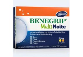 Benegrip Multi Noite 800mg + 4mg + 20mg Comprimido - Caixa com 20 Comprimidos