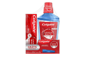 Kit Colgate Luminous White Enxaguante Bucal 500ml + Creme Dental 70g