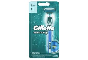 Kit Aparelho De Barbear Gillette Mach 3 Liga Dos Campeões Recarregável + 1 Cartucho