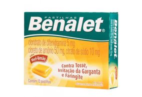 Benalet 50mg + 10mg + 5mg Pastilha Sabor Mel e Limão - Caixa com 12 Pastilhas
