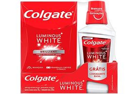 Creme Dental Colgate Luminous White 3 Unidades com 70g + Grátis Enxaguante Bucal