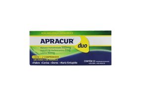 Apracur Duo 250 + 30 + 250 + 2mg - 12 Comprimidos Revestidos