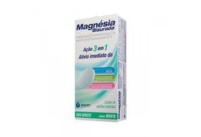 Magnésia Bisurada 63.7mg + 3.3mg + 521mg + 67mg Pastilha Sabor Menta - Caixa com 40 Pastilhas