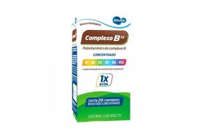 Complexo B 12 10mg + 32.65mg + 25mg + 50mg + 3.3mg + 15mcg Comprimido Revestido - Caixa com 20 Comprimidos