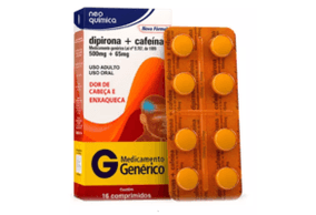Dipirona + Cafeína 500mg + 65mg Comprimido - Caixa com 16 Comprimidos
