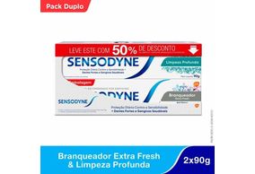 Creme Dental Sensodyne Branqueador Extra Fresh 90g + 50% Desconto Limpeza Profunda 90g