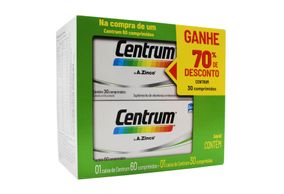 Kit Suplemento Alimentar Centrum Adulto A a Zinco - 60 Comprimidos + 30 Comprimidos