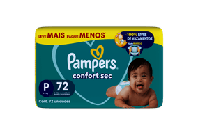 Fralda Descartável Pampers Confort Sec P Leve Mais Pague Menos 72 Unidades