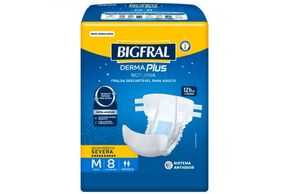 Fralda Geriátrica Unissex Bigfral Derma Plus Noturna Adulto M 8 unidades