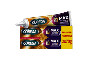 Pack Fixador de Dentadura Creme sem Sabor Ultra Corega Max 2 Unidades 70g