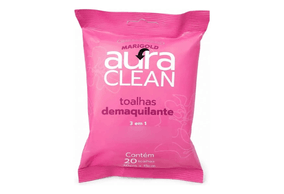 Toalha Umedecida Marigold Aura Clean Demaquilante com 20 unidades