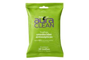 Toalha Umedecida Marigold Aura Clean Antissépticos com 20 Unidades