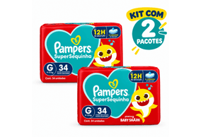Kit 2 Pacotes de Fralda Pampers Supersequinha G com 34 Unidades